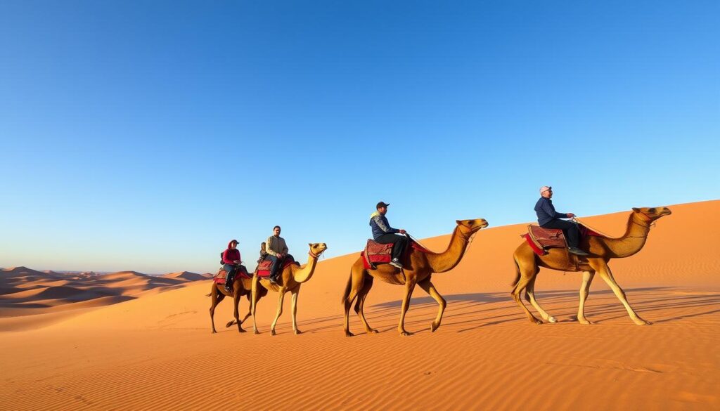 Desert camel trek in Morocco during December with comfortable temperatures