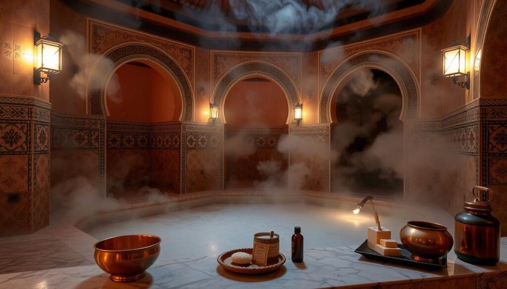 Traditional Moroccan hammam spa experience perfect for December evenings