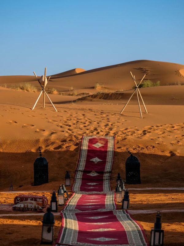 Discover Morocco 3 Days Marrakech To Fes Magic 2 Explore the stunning sunset in Merzouga, Morocco with a vibrant pathway through the dunes.